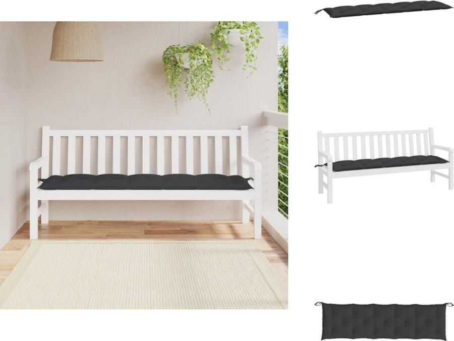VidaXL Tuinbankkussen Tuinbankkussens Tuinbank Kussen Buitenbankkussen Tuinbankkussen 180x50x7 cm oxford stof zwart