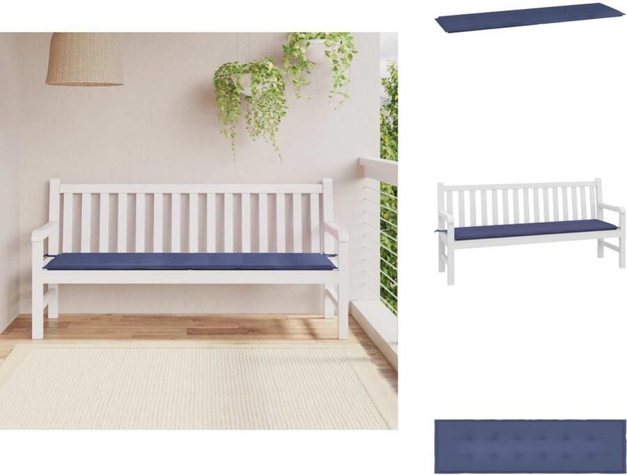 VidaXL Tuinbankkussen Tuinbankkussens Tuinbank Kussen Buitenbankkussen Tuinbankkussen 180x50x3 cm oxford stof marineblauw