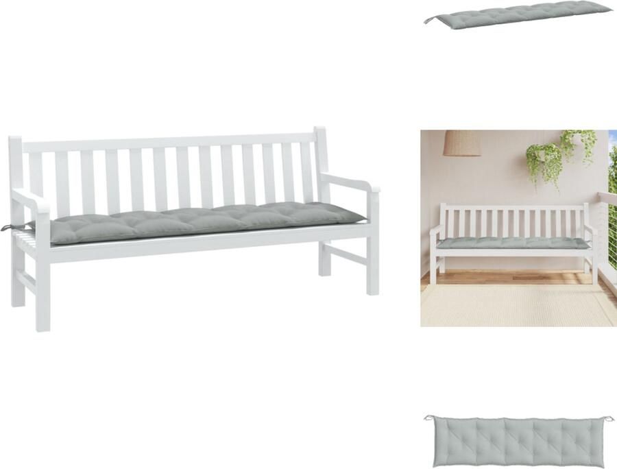 VidaXL Tuinbankkussen Tuinbankkussens Tuinbank Kussen Buitenbankkussen Tuinbankkussen 180x50x7 cm stof gemêleerd lichtgrijs