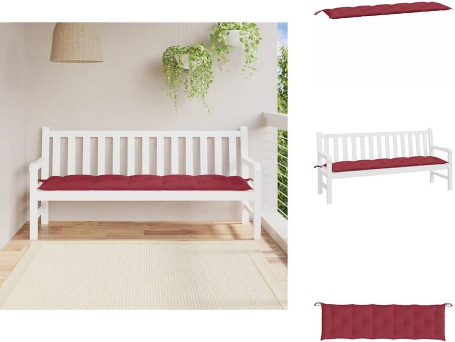VidaXL Tuinbankkussen Tuinbankkussens Tuinbank Kussen Buitenbankkussen Tuinbankkussen 180x50x7 cm oxford stof wijnrood