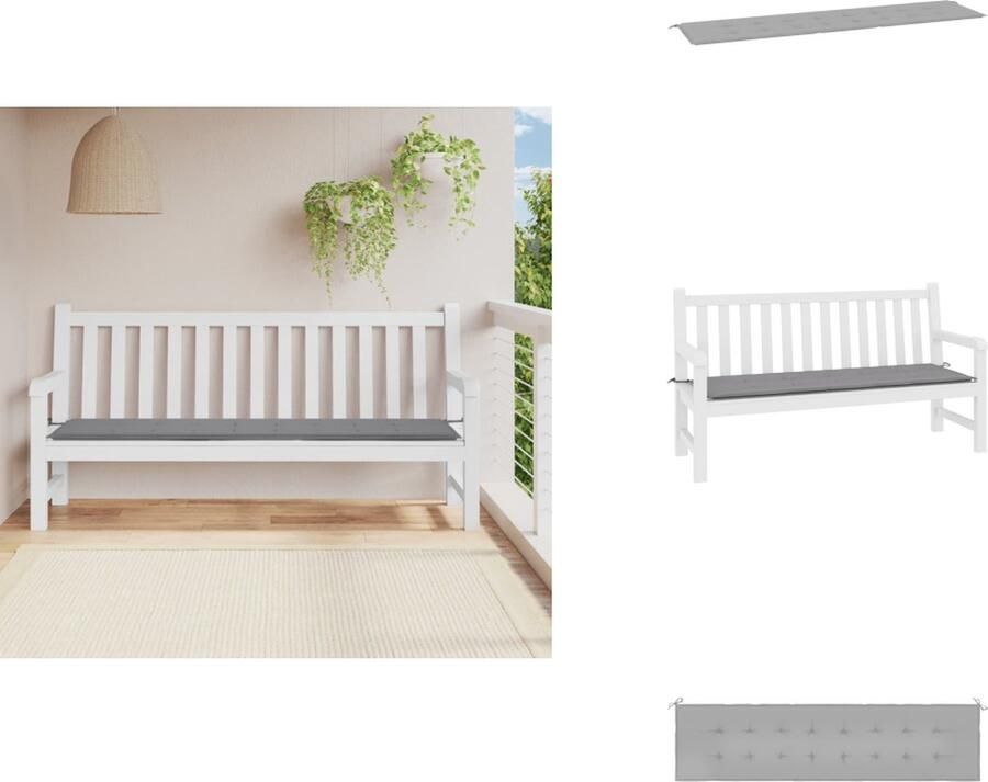 VidaXL Tuinbankkussen Tuinbankkussens Tuinbank Kussen Buitenbankkussen Tuinbankkussen 200x50x3 cm oxford stof grijs