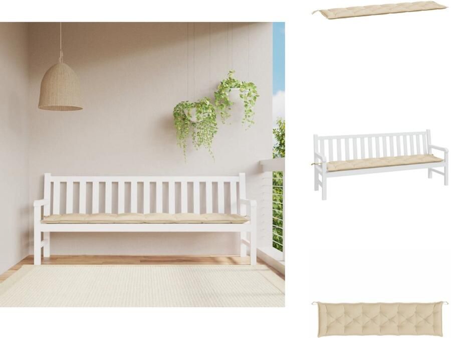 VidaXL Tuinbankkussen Tuinbankkussens Tuinbank Kussen Buitenbankkussen Tuinbankkussen 200x50x7 cm oxford stof beige