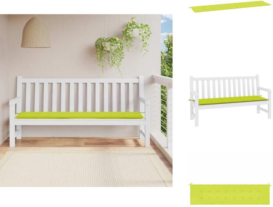 VidaXL Tuinbankkussen Tuinbankkussens Tuinbank Kussen Buitenbankkussen Tuinbankkussen 200x50x3 cm oxford stof heldergroen