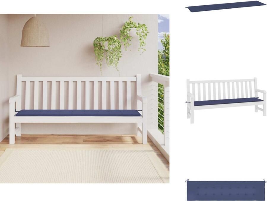 VidaXL Tuinbankkussen Tuinbankkussens Tuinbank Kussen Buitenbankkussen Tuinbankkussen 200x50x3 cm oxford stof marineblauw