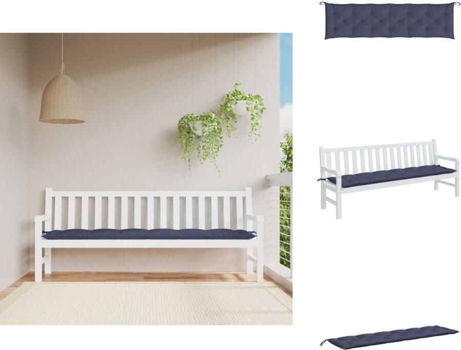 VidaXL Tuinbankkussen Tuinbankkussens Tuinbank Kussen Buitenbankkussen Tuinbankkussen 200x50x7 cm oxford stof marineblauw