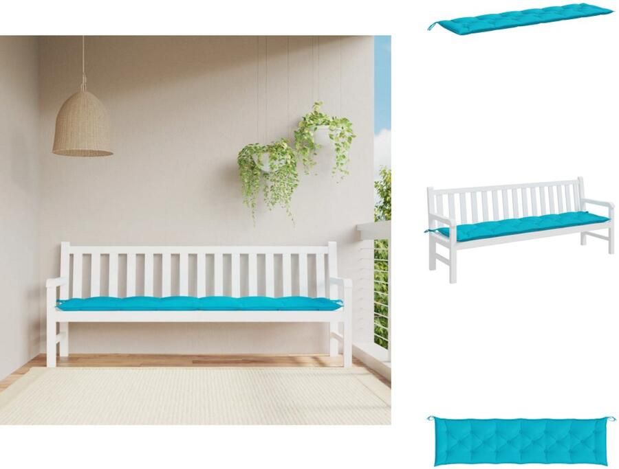 VidaXL Tuinbankkussen Tuinbankkussens Tuinbank Kussen Buitenbankkussen Tuinbankkussen 200x50x7 cm stof turquoise