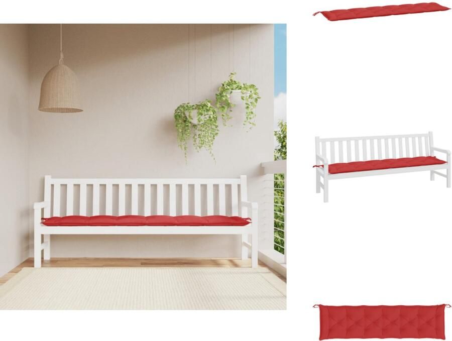 VidaXL Tuinbankkussen Tuinbankkussens Tuinbank Kussen Buitenbankkussen Tuinbankkussen 200x50x7 cm stof rood