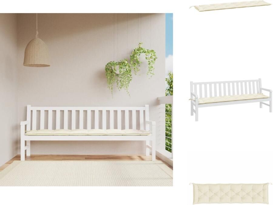 VidaXL Tuinbankkussen Tuinbankkussens Tuinbank Kussen Buitenbankkussen Tuinbankkussen 200x50x7 cm oxford stof crèmekleurig