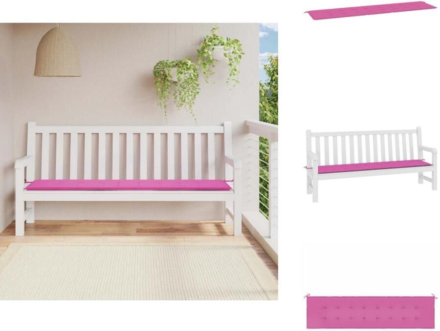 VidaXL Tuinbankkussen Tuinbankkussens Tuinbank Kussen Buitenbankkussen Tuinbankkussen 200x50x3 cm stof roze