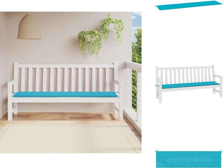 VidaXL Tuinbankkussen Tuinbankkussens Tuinbank Kussen Buitenbankkussen Tuinbankkussen 200x50x3 cm stof turquoise