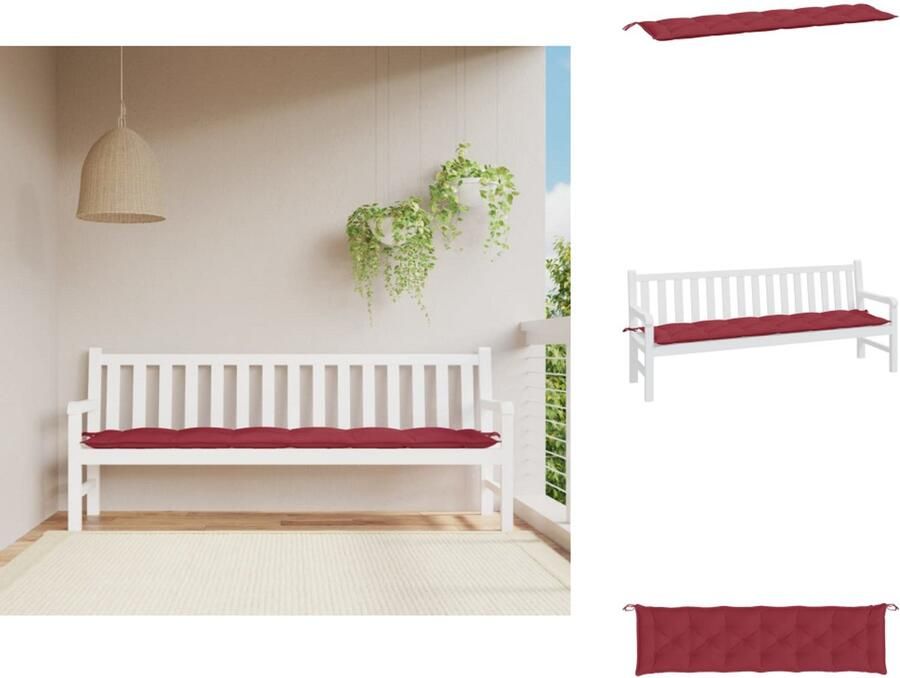 VidaXL Tuinbankkussen Tuinbankkussens Tuinbank Kussen Buitenbankkussen Tuinbankkussen 200x50x7 cm oxford stof wijnrood