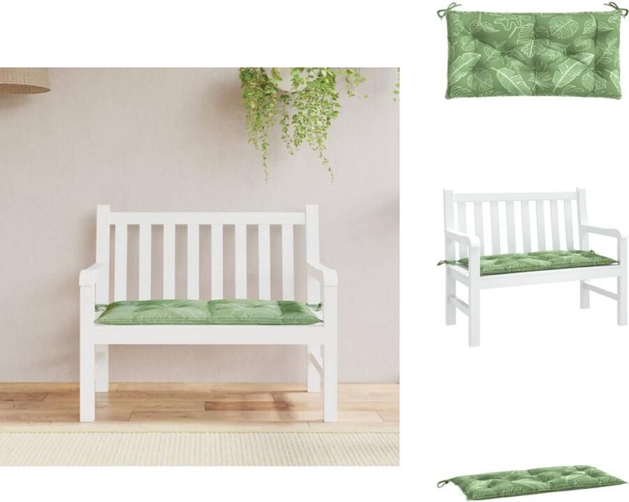 VidaXL Tuinbankkussen Tuinbankkussens Tuinbank Kussen Buitenbankkussen Tuinbankkussen bladpatroon 110x50x7 cm stof