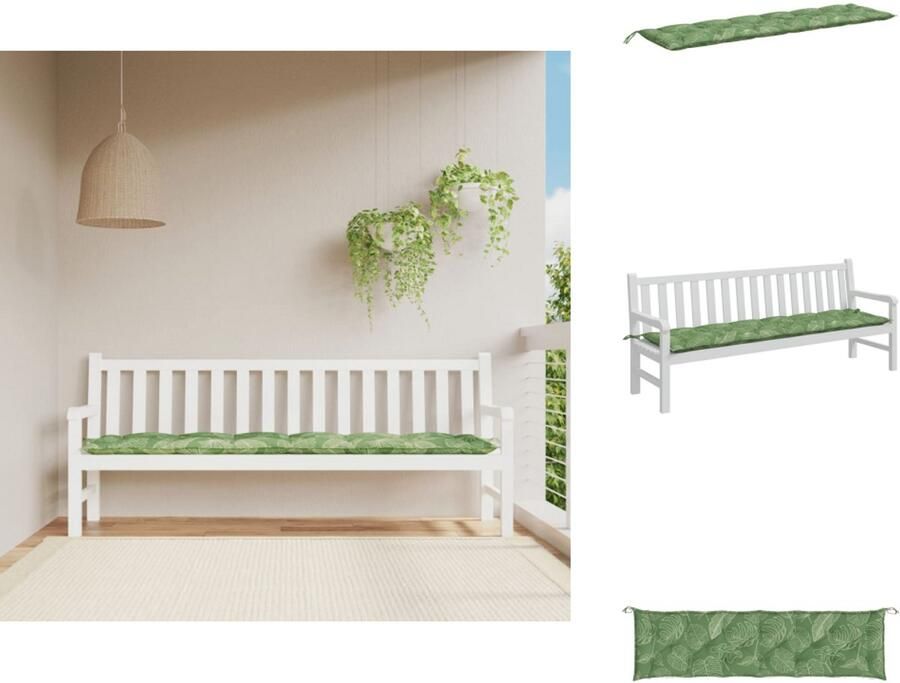 VidaXL Tuinbankkussen Tuinbankkussens Tuinbank Kussen Buitenbankkussen Tuinbankkussen bladpatroon 200x50x7 cm stof