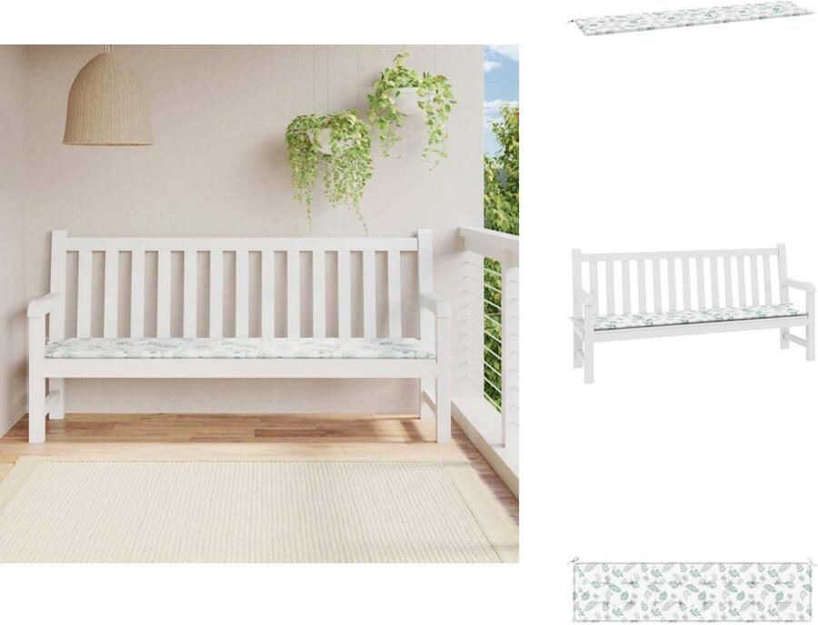 VidaXL Tuinbankkussen Tuinbankkussens Tuinbank Kussen Buitenbankkussen Tuinbankkussen bladpatroon 200x50x3 cm stof