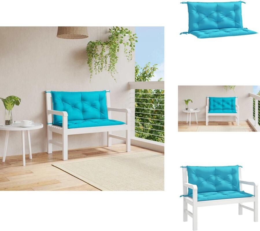 VidaXL Tuinbankkussen Tuinbankkussens Tuinbank Kussen Buitenbankkussen Tuinbankkussens 2 st 100x50x7 cm stof turquoise
