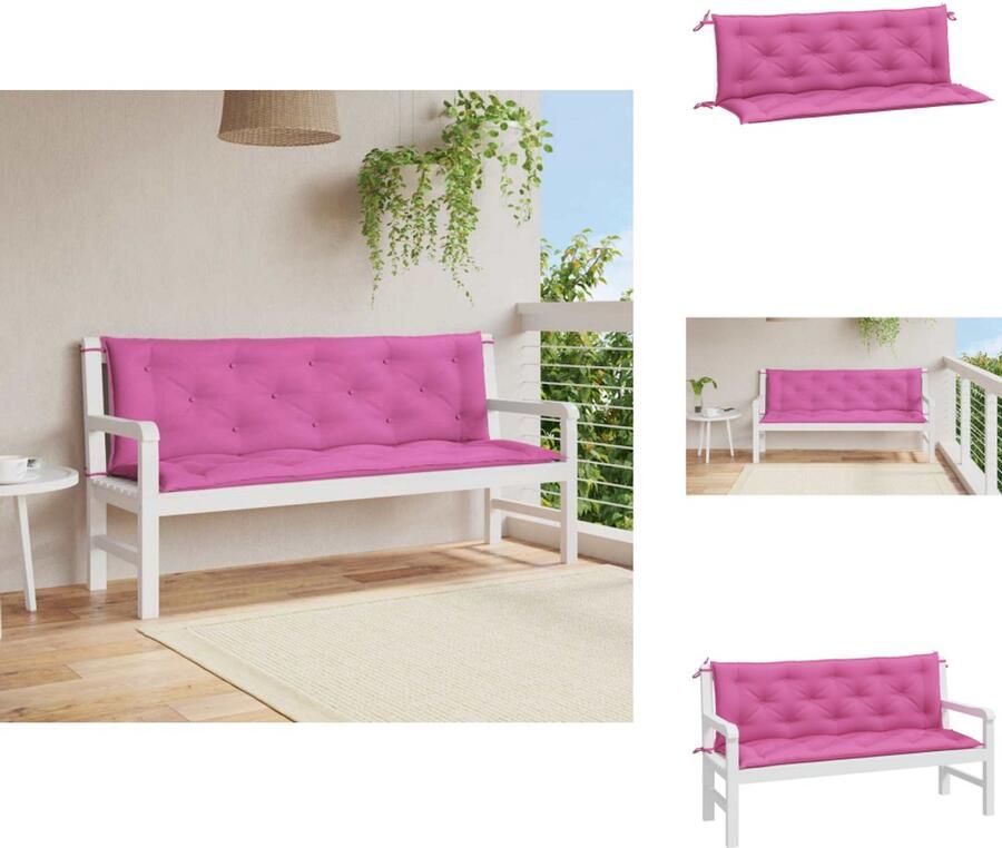 VidaXL Tuinbankkussen Tuinbankkussens Tuinbank Kussen Buitenbankkussen Tuinbankkussens 2 st 150x50x7 cm stof roze