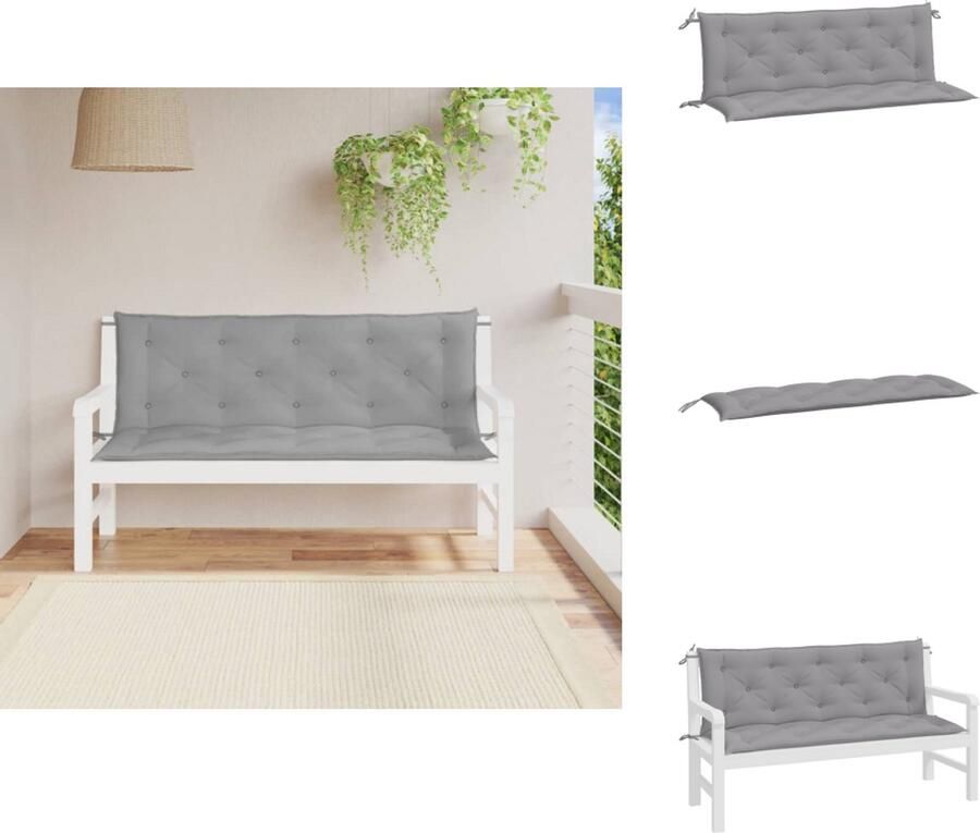 VidaXL Tuinbankkussen Tuinbankkussens Tuinbank Kussen Buitenbankkussen Tuinbankkussens 2 st 150x50x7 cm oxford stof grijs