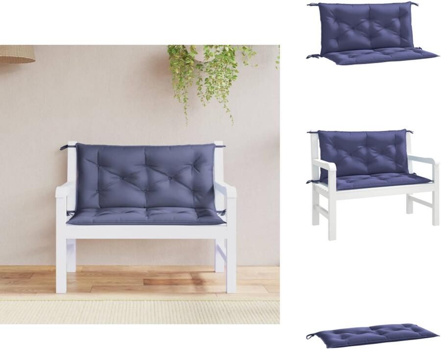 VidaXL Tuinbankkussen Tuinbankkussens Tuinbank Kussen Buitenbankkussen Tuinbankkussens 2 st 100x50x7 cm oxford stof marineblauw