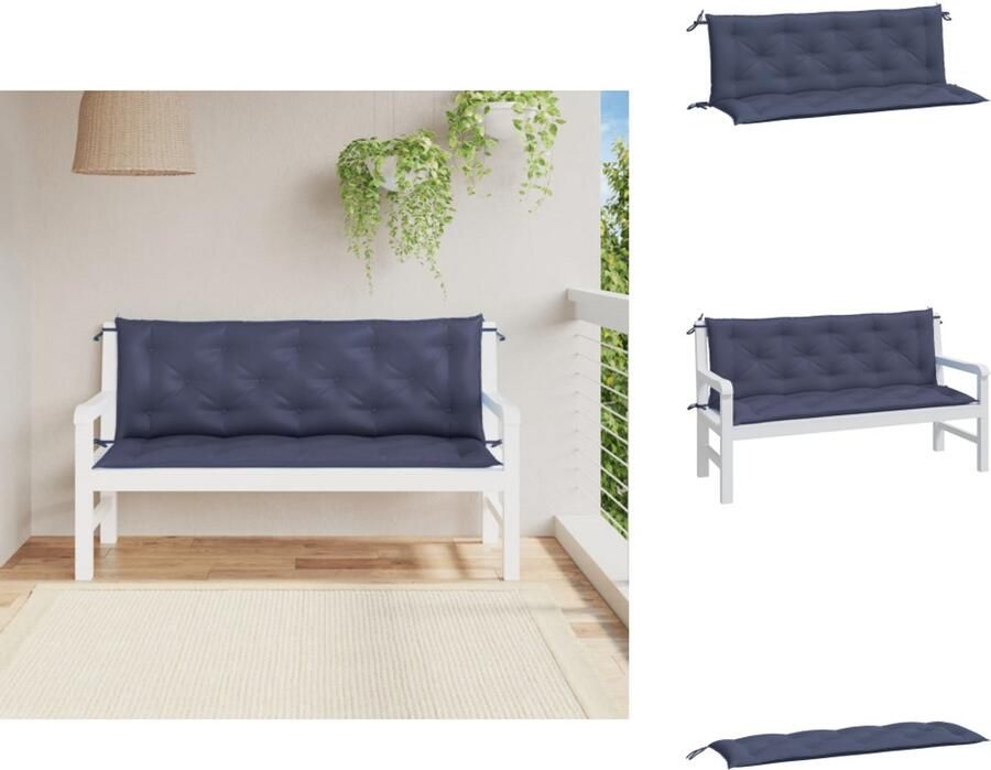 VidaXL Tuinbankkussen Tuinbankkussens Tuinbank Kussen Buitenbankkussen Tuinbankkussens 2 st 150x50x7 cm oxford stof marineblauw