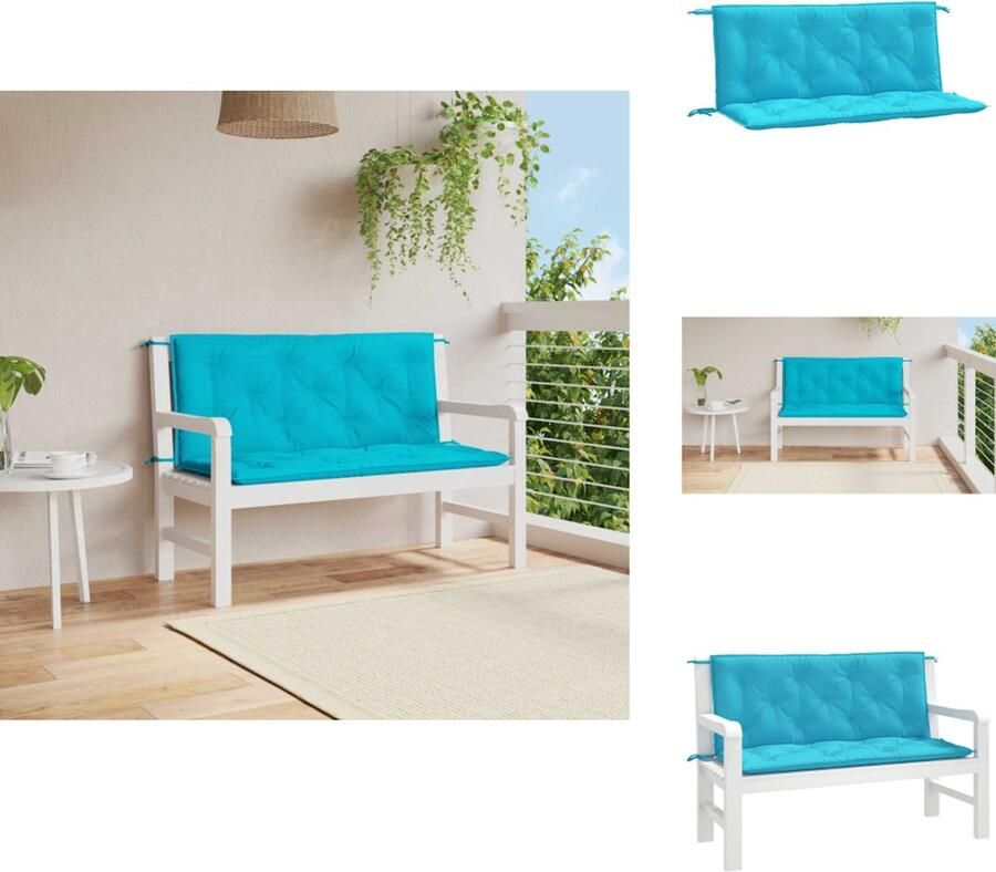 VidaXL Tuinbankkussen Tuinbankkussens Tuinbank Kussen Buitenbankkussen Tuinbankkussens 2 st 120x50x7 cm stof turquoise