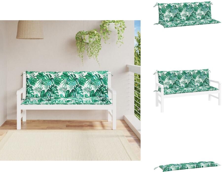 VidaXL Tuinbankkussen Tuinbankkussens Tuinbank Kussen Buitenbankkussen Tuinbankkussens 2 st 150x50x7 cm oxford stof bladpatroon