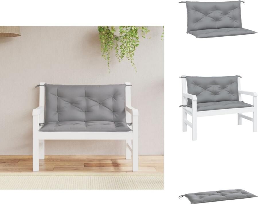 VidaXL Tuinbankkussen Tuinbankkussens Tuinbank Kussen Buitenbankkussen Tuinbankkussens 2 st 100x50x7 cm oxford stof grijs