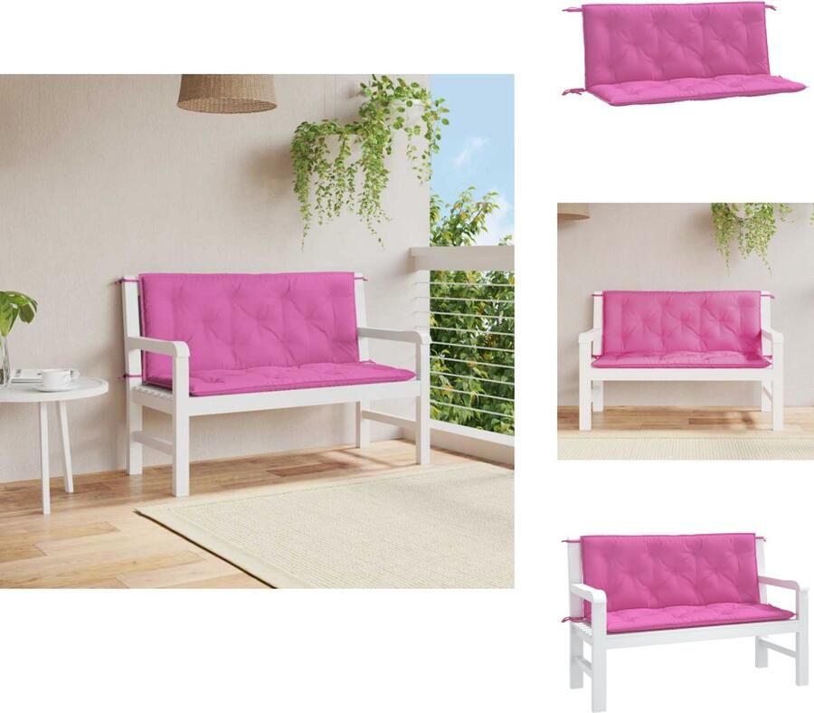 VidaXL Tuinbankkussen Tuinbankkussens Tuinbank Kussen Buitenbankkussen Tuinbankkussens 2 st 120x50x7 cm stof roze