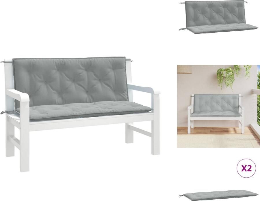 VidaXL Tuinbankkussen Tuinbankkussens Tuinbank Kussen Buitenbankkussen Tuinbankkussens 2 st 120x50x7 cm stof gemêleerd lichtgrijs