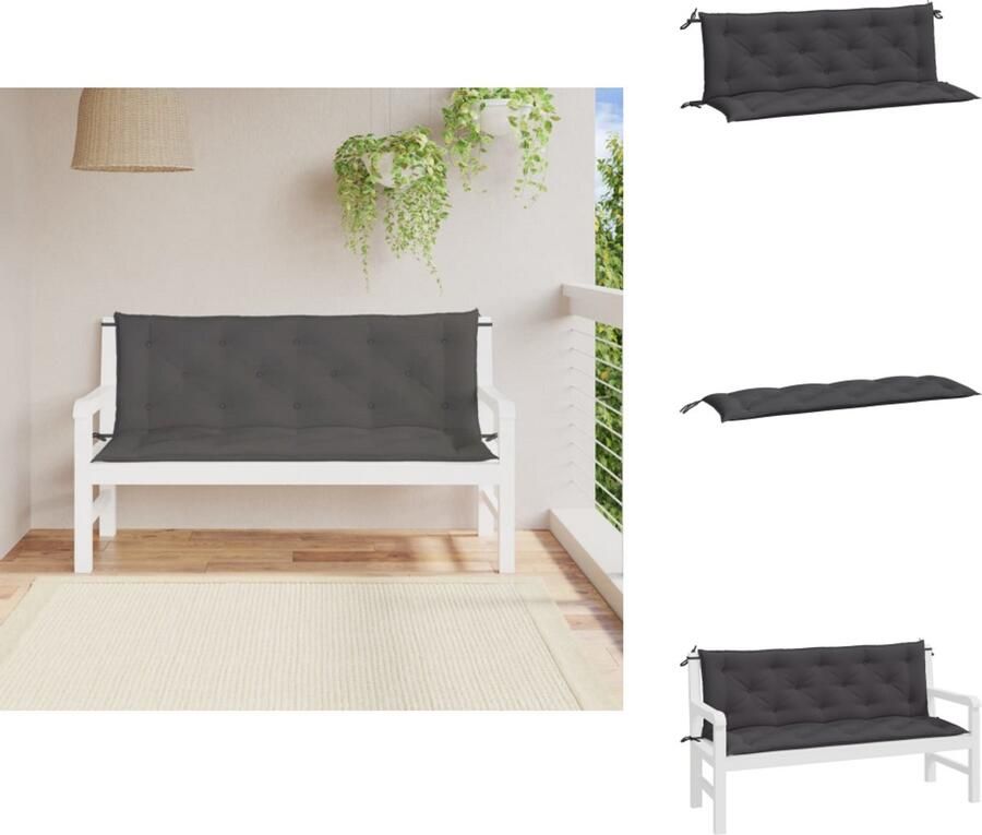 VidaXL Tuinbankkussen Tuinbankkussens Tuinbank Kussen Buitenbankkussen Tuinbankkussens 2 st 150x50x7 cm oxford stof antracietkleurig