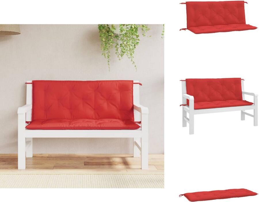 VidaXL Tuinbankkussen Tuinbankkussens Tuinbank Kussen Buitenbankkussen Tuinbankkussens 2 st 120x50x7 cm oxford stof rood