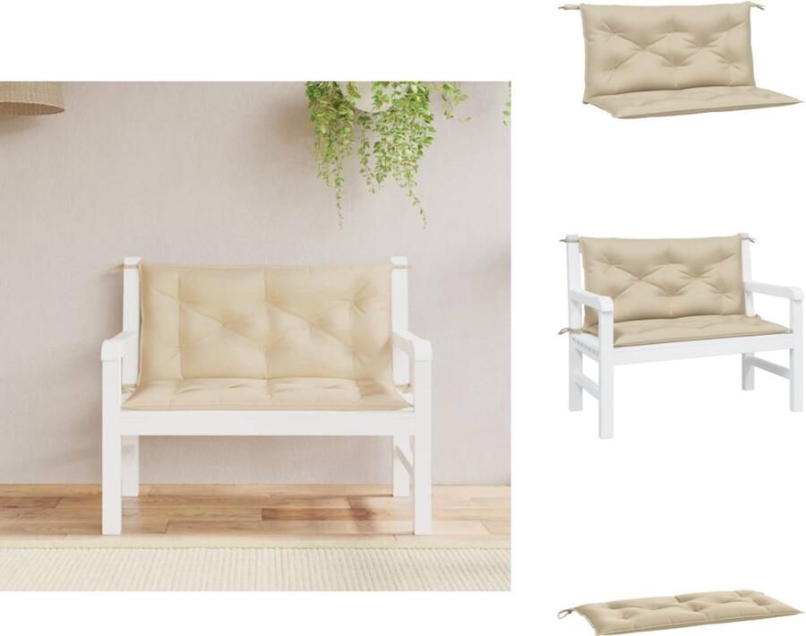 VidaXL Tuinbankkussen Tuinbankkussens Tuinbank Kussen Buitenbankkussen Tuinbankkussens 2 st 100x50x7 cm oxford stof beige