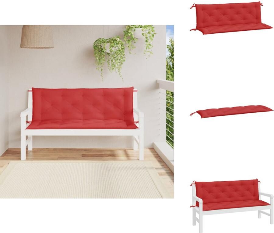 VidaXL Tuinbankkussen Tuinbankkussens Tuinbank Kussen Buitenbankkussen Tuinbankkussens 2 st 150x50x7 cm oxford stof rood
