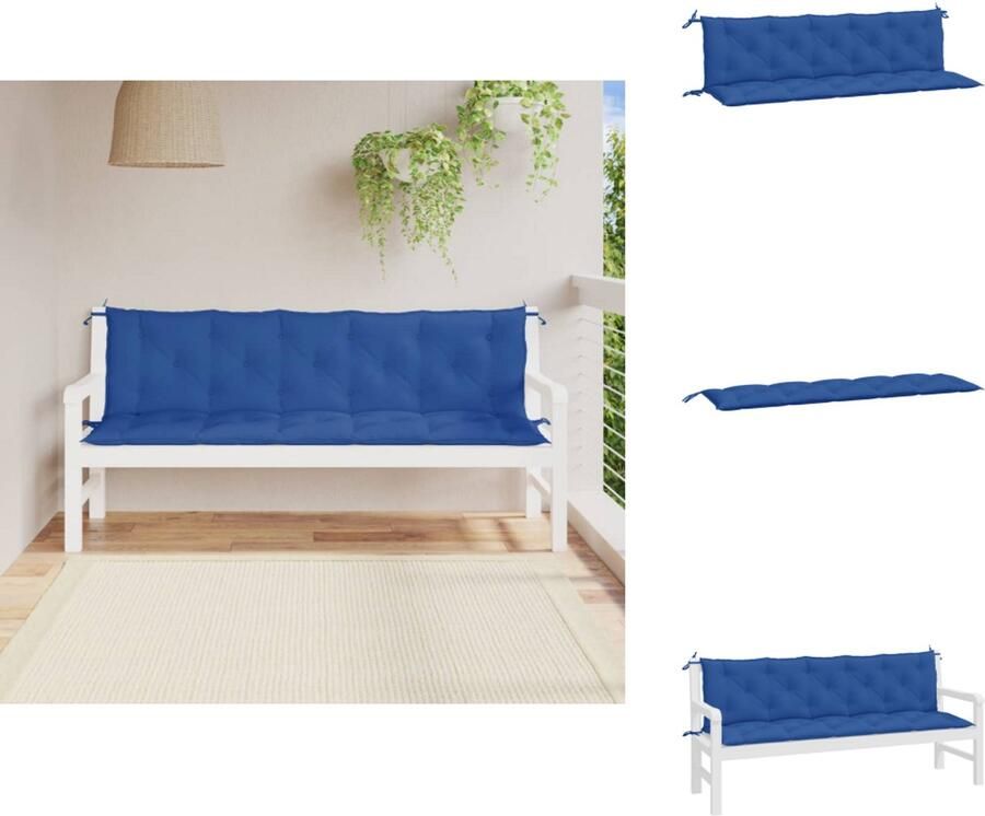 VidaXL Tuinbankkussen Tuinbankkussens Tuinbank Kussen Buitenbankkussen Tuinbankkussens 2 st 180x50x7 cm oxford stof blauw