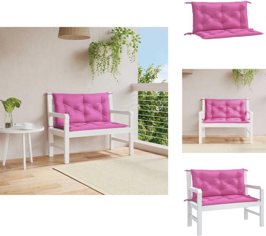 VidaXL Tuinbankkussen Tuinbankkussens Tuinbank Kussen Buitenbankkussen Tuinbankkussens 2 st 100x50x7 cm stof roze