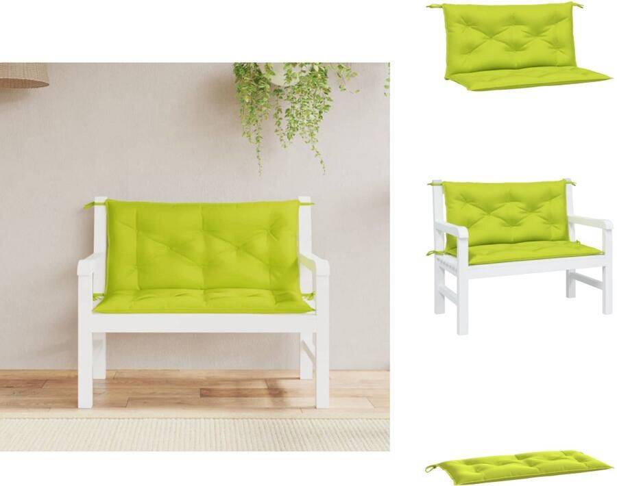 VidaXL Tuinbankkussen Tuinbankkussens Tuinbank Kussen Buitenbankkussen Tuinbankkussens 2 st 100x50x7 cm oxford stof heldergroen