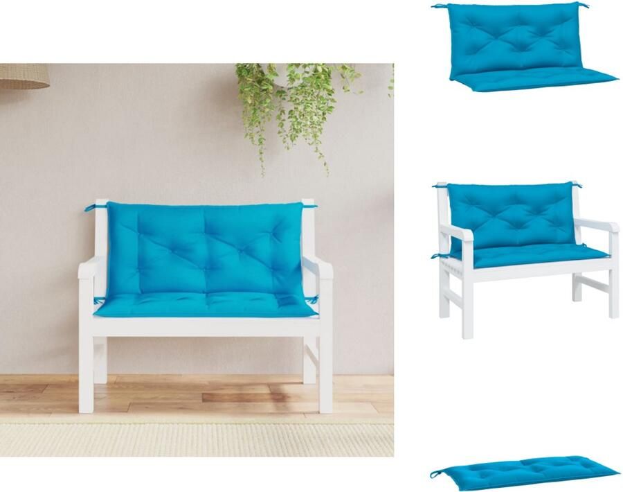 VidaXL Tuinbankkussen Tuinbankkussens Tuinbank Kussen Buitenbankkussen Tuinbankkussens 2 st 100x50x7 cm oxford stof lichtblauw