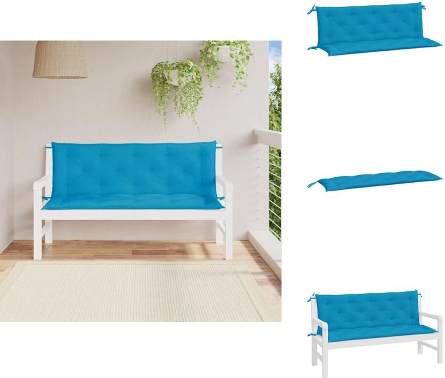 VidaXL Tuinbankkussen Tuinbankkussens Tuinbank Kussen Buitenbankkussen Tuinbankkussens 2 st 150x50x7 cm oxford stof lichtblauw