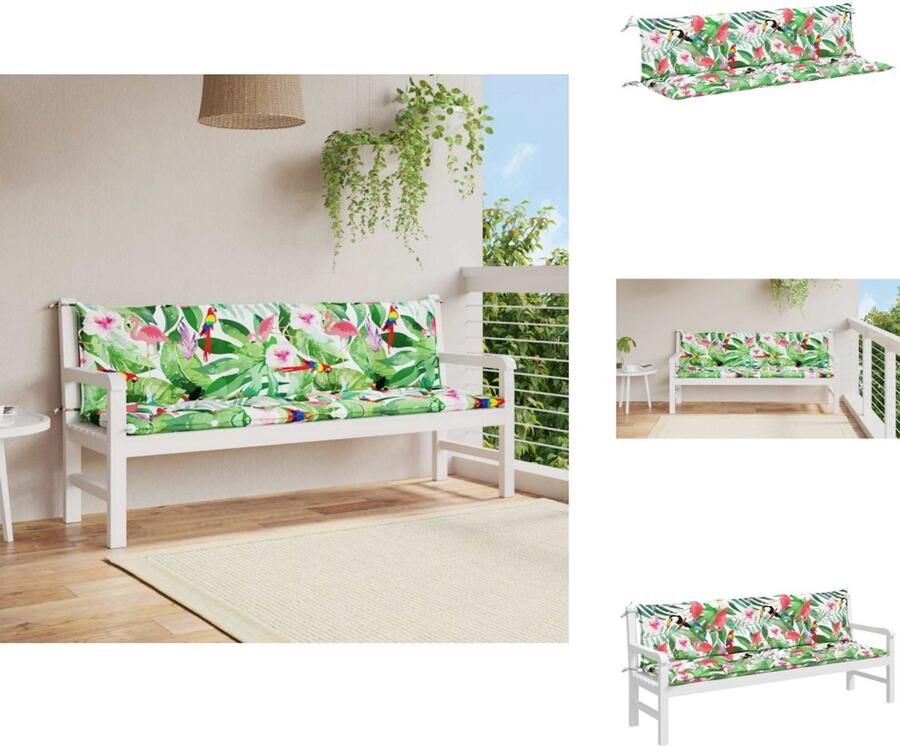 VidaXL Tuinbankkussen Tuinbankkussens Tuinbank Kussen Buitenbankkussen Tuinbankkussens 2 st 200x50x7 cm stof meerkleurig