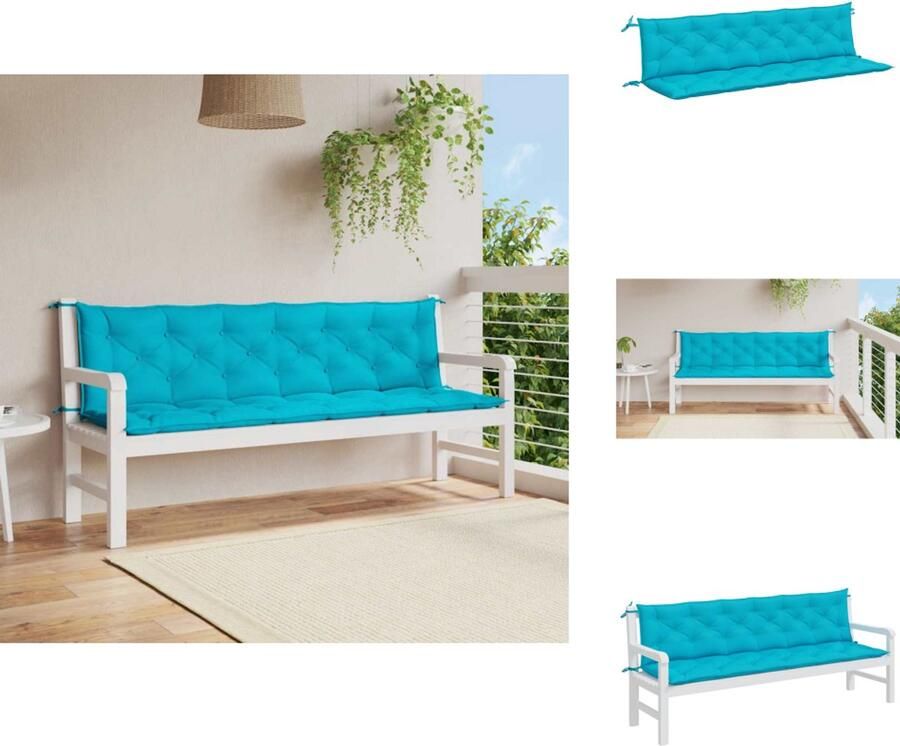 VidaXL Tuinbankkussen Tuinbankkussens Tuinbank Kussen Buitenbankkussen Tuinbankkussens 2 st 200x50x7 cm stof turquoise
