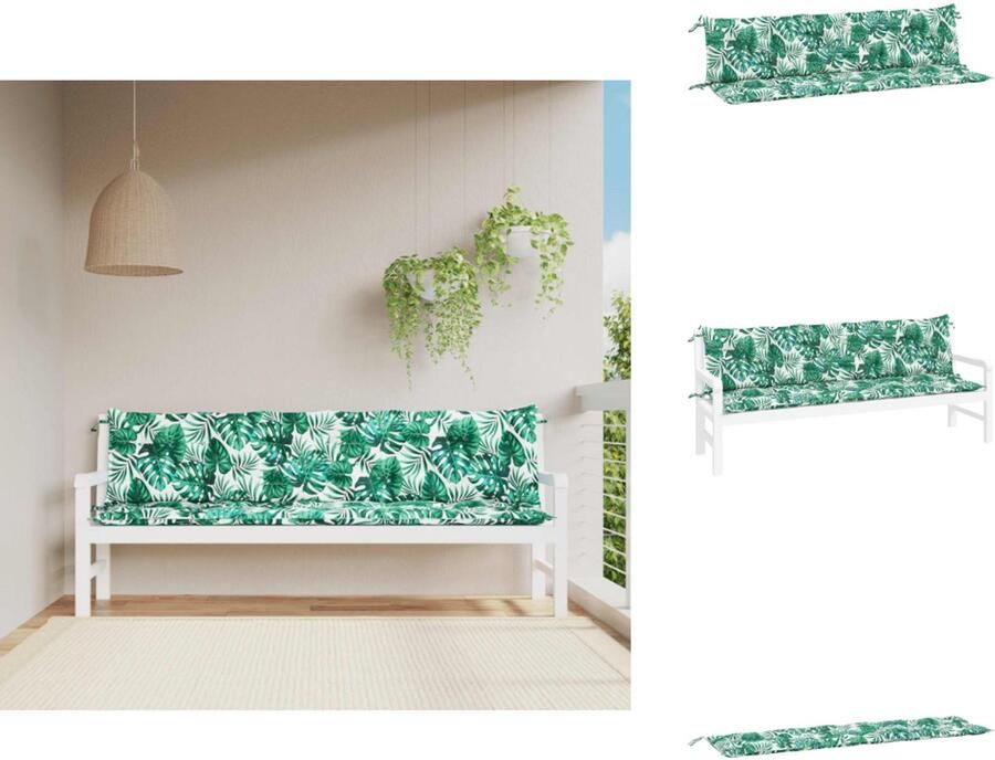 VidaXL Tuinbankkussen Tuinbankkussens Tuinbank Kussen Buitenbankkussen Tuinbankkussens 2 st bladpatroon 200x50x7 cm oxford stof