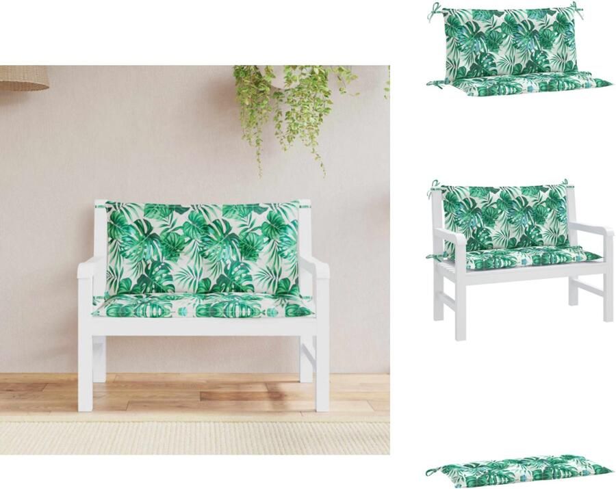 VidaXL Tuinbankkussen Tuinbankkussens Tuinbank Kussen Buitenbankkussen Tuinbankkussens 2 st bladpatroon 100x50x7 cm oxford stof