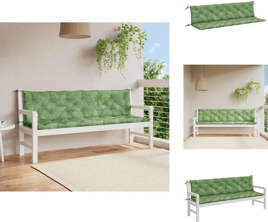 VidaXL Tuinbankkussen Tuinbankkussens Tuinbank Kussen Buitenbankkussen Tuinbankkussens 2 st bladpatroon 200x50x7 cm stof