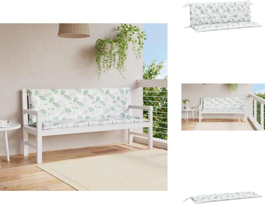 VidaXL Tuinbankkussen Tuinbankkussens Tuinbank Kussen Buitenbankkussen Tuinbankkussens 2 st bladpatroon 150x50x7 cm stof