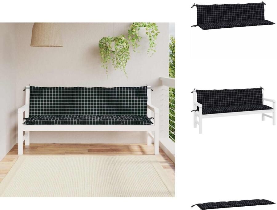 VidaXL Tuinbankkussen Tuinbankkussens Tuinbank Kussen Buitenbankkussen Tuinbankkussens 2 st oxford stof ruitpatroon zwart