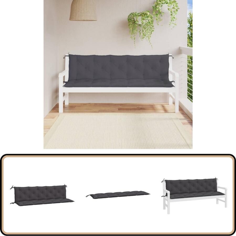 VidaXL Tuinbankkussens 180x50x7 cm Antraciet Tuinbankkussens Tuinkussens Outdoor Kussens Lounge Set Kussens Balkon Kussens