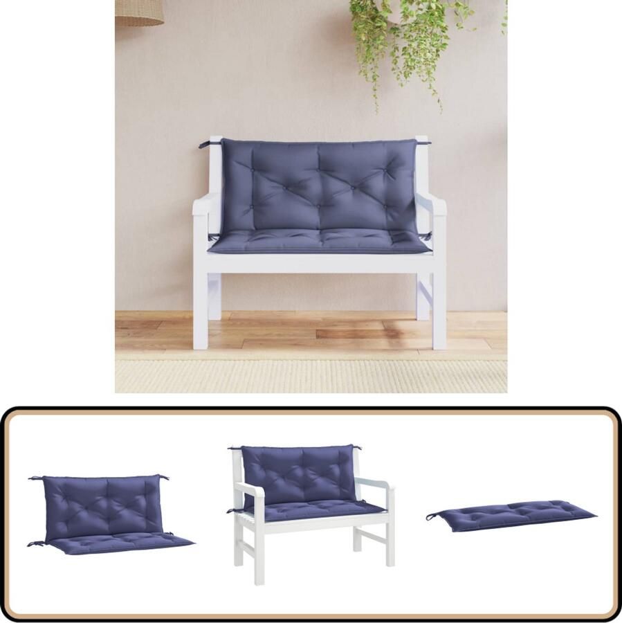 VidaXL Tuinbankkussens 2 st 100x50x7 cm Marineblauw Tuinbankkussens Oxford Stof Tuinkussens Lounge Set Kussens Outdoor Kussens