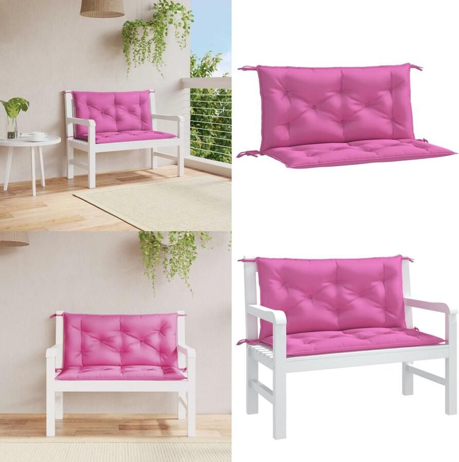 VidaXL Tuinbankkussens 2 st 100x50x7 cm stof roze Tuinbankkussen Tuinbankkussens Tuinbank Kussen Buitenbankkussen
