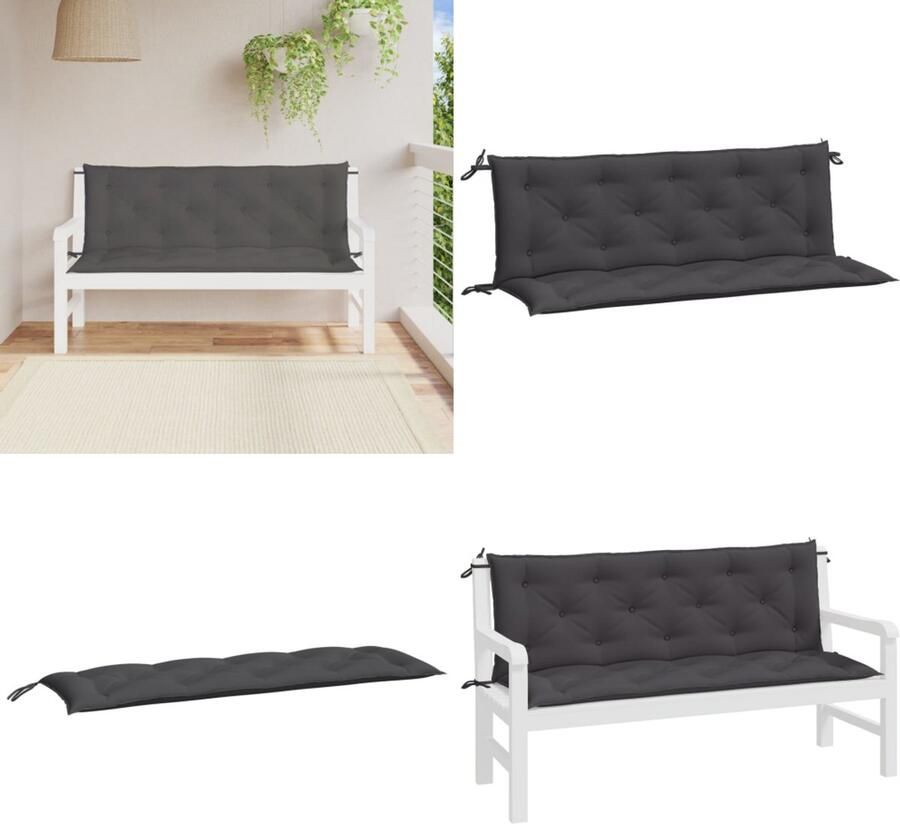 VidaXL Tuinbankkussens 2 st 150x50x7 cm oxford stof antracietkleurig Tuinbankkussen Tuinbankkussens Tuinbank Kussen Buitenbankkussen
