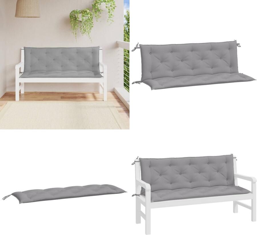 VidaXL Tuinbankkussens 2 st 150x50x7 cm oxford stof grijs Tuinbankkussen Tuinbankkussens Tuinbank Kussen Buitenbankkussen