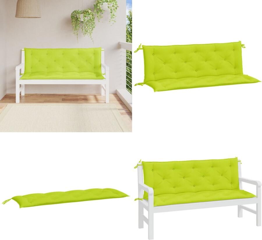 VidaXL Tuinbankkussens 2 st 150x50x7 cm oxford stof heldergroen Tuinbankkussen Tuinbankkussens Tuinbank Kussen Buitenbankkussen